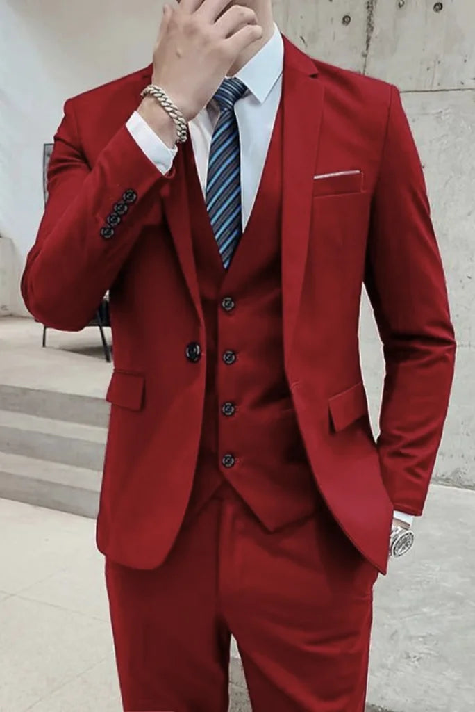 Man Red Formal Suit Classic Stylish Three Piece Suit Red Elegant Groom Wear Dinner Suit Party Wear Gift For Him Man Red Formal Suit Classic Stylish Three Piece Suit Red Elegant Groom Wear Dinner Suit Party Wear Gift For Him