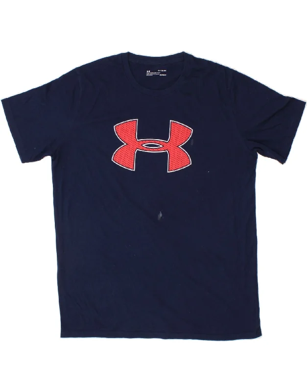 UNDER ARMOUR Mens Heat Gear Graphic T-Shirt Top XL Navy Blue