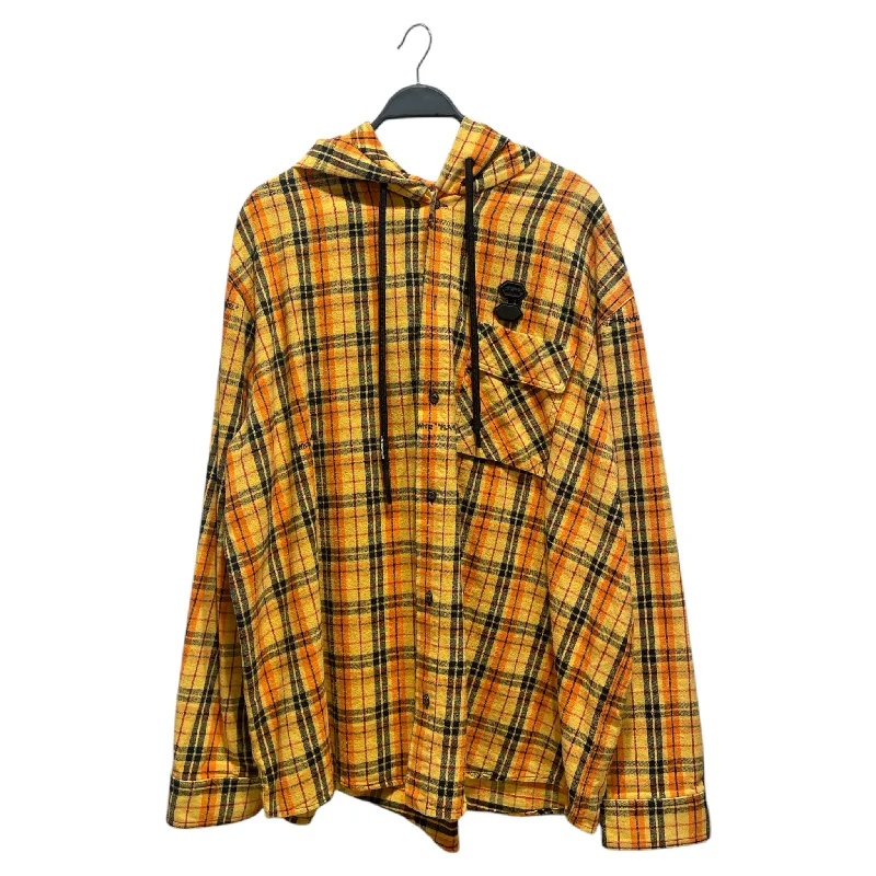 OFF-WHITE/Hoodie/XXL/Plaid/Cotton/YEL/Hooded Flannel