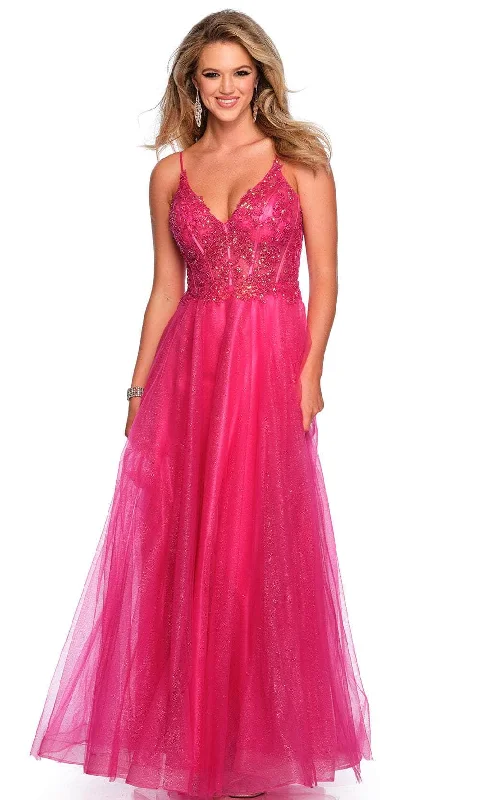 Dave & Johnny 11243 - Embellished Corset V-Neck Prom Gown