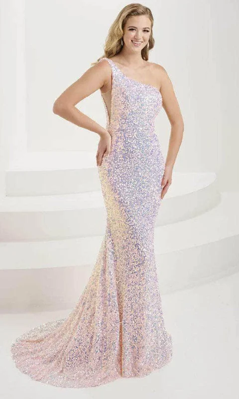 Tiffany Designs 16114 - One Shoulder Sequin Evening Gown